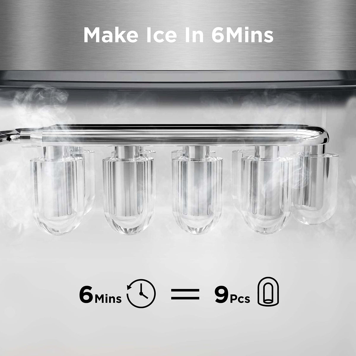 Silonn Ice Maker Countertop, Portable Ice Machine with Carry Handle, Self-Cleaning Ice Makers with Basket and Scoop, 9 Cubes in 6 Mins, 26 lbs per Day, Ideal for Home, Kitchen, Camping, RV Jansha Store