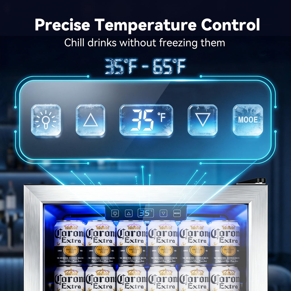 130 Can Beverage Refrigerator, 3.2 Cu.Ft Mini Fridge Beverage Cooler Jansha Store