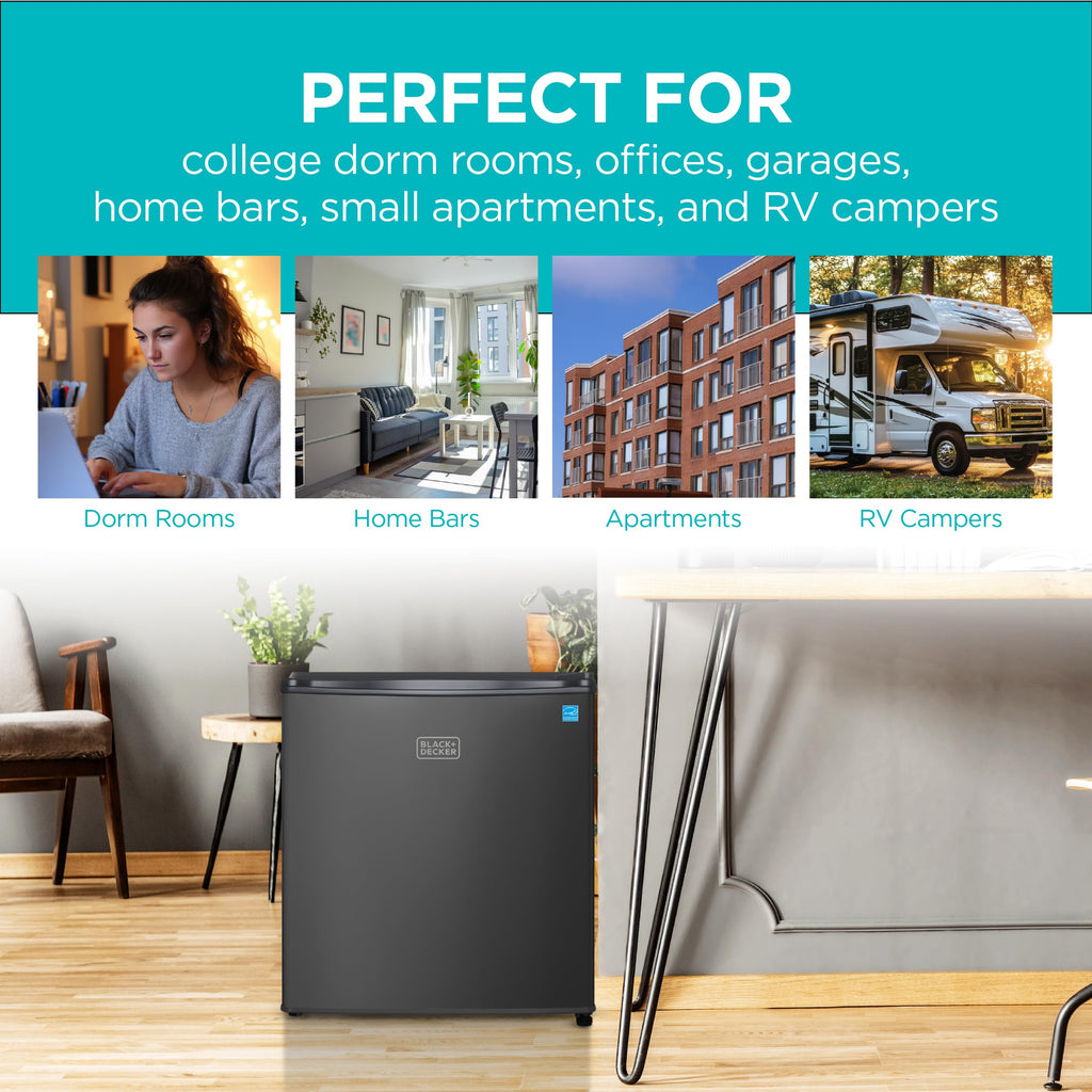 BLACK+DECKER 2.5 Cu. Ft. Compact Refrigerator, Energy Star, BCRK25B, Black Jansha Store