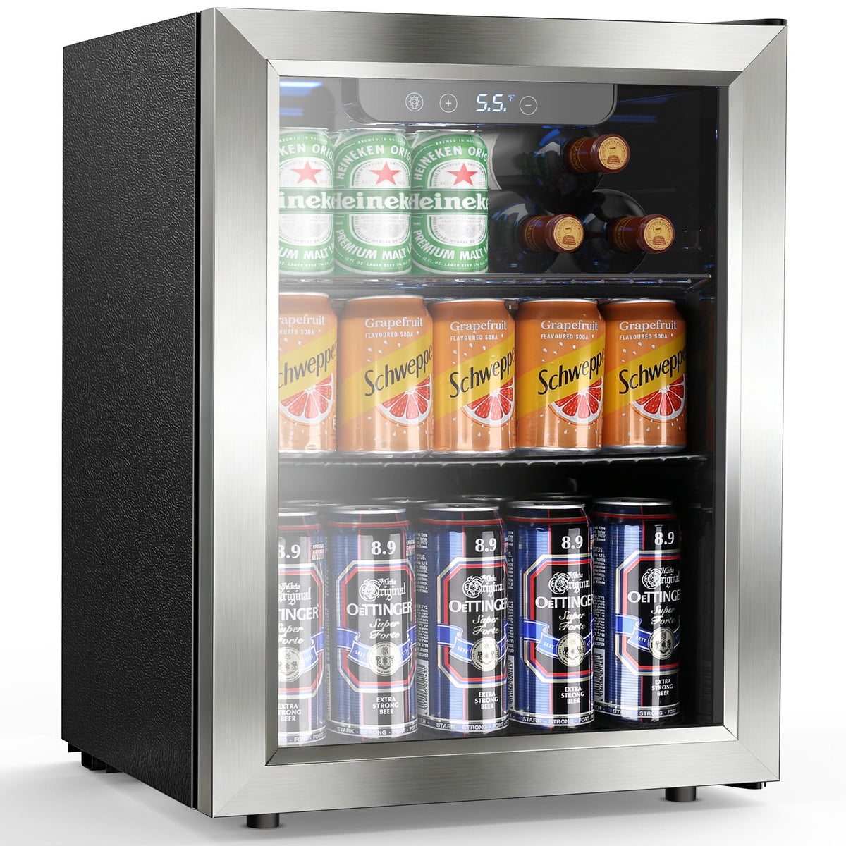 Electactic Mini Fridge 130 Can Beverage Refrigerator Cooler, 3.2 Cu.Ft Drink Fridge for Soda Wine Beer, Adjustable Temperature Control for Home Office, Black Jansha Store