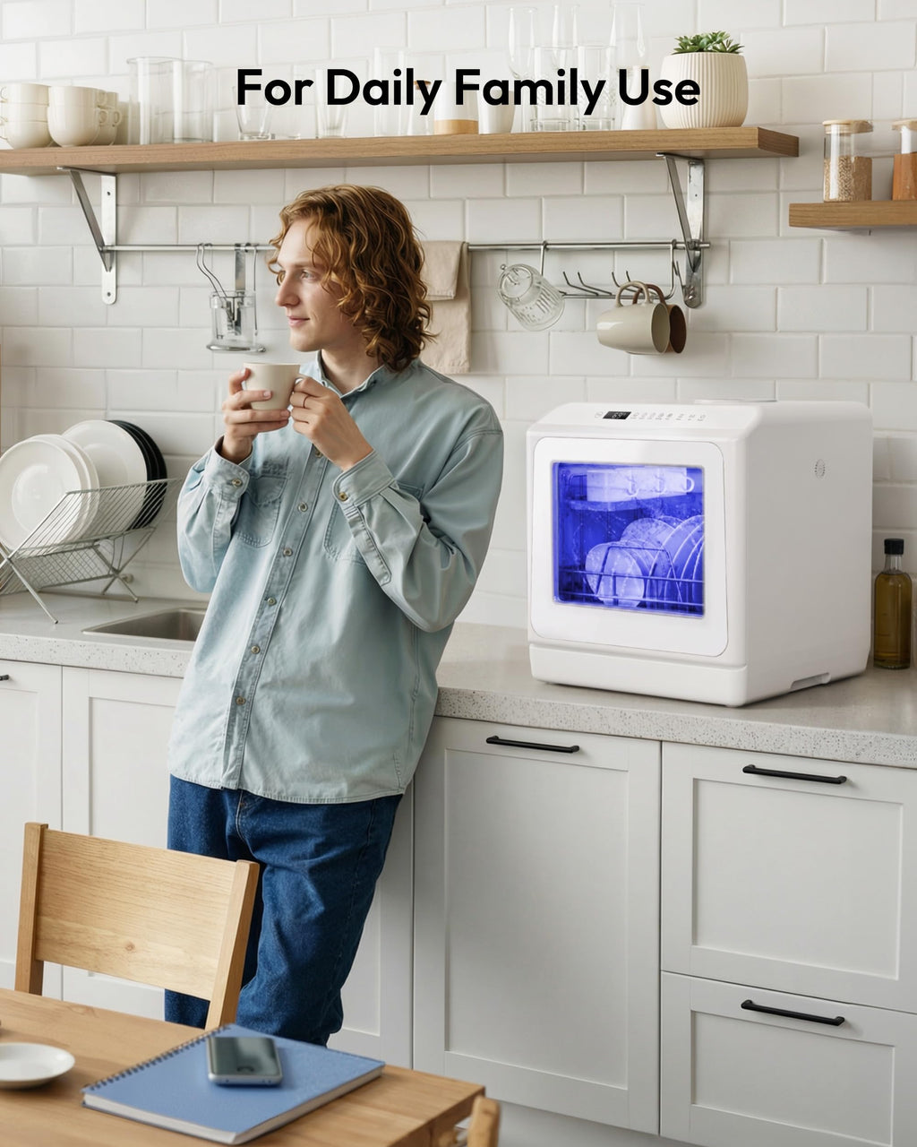 EUHOMY Countertop Dishwasher Portable, 6 Programs with 40 dB, No Hookup Jansha Store