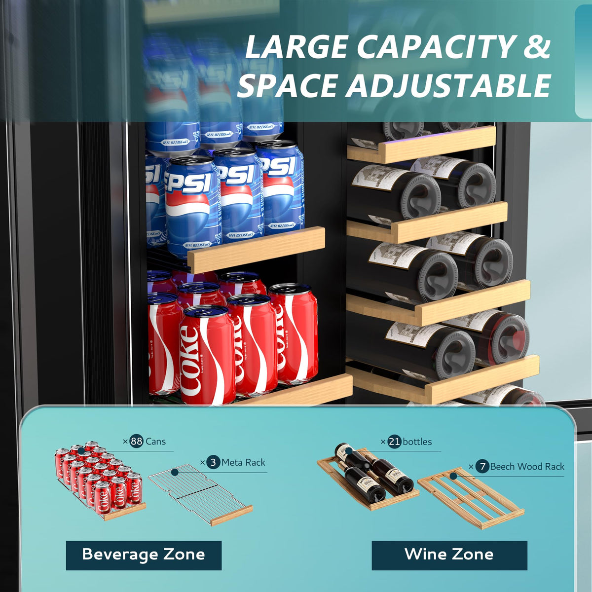EUHOMY 24 Can Mini Fridge, 18L Beverage Refrigerator with Quiet Compressor Jansha Store