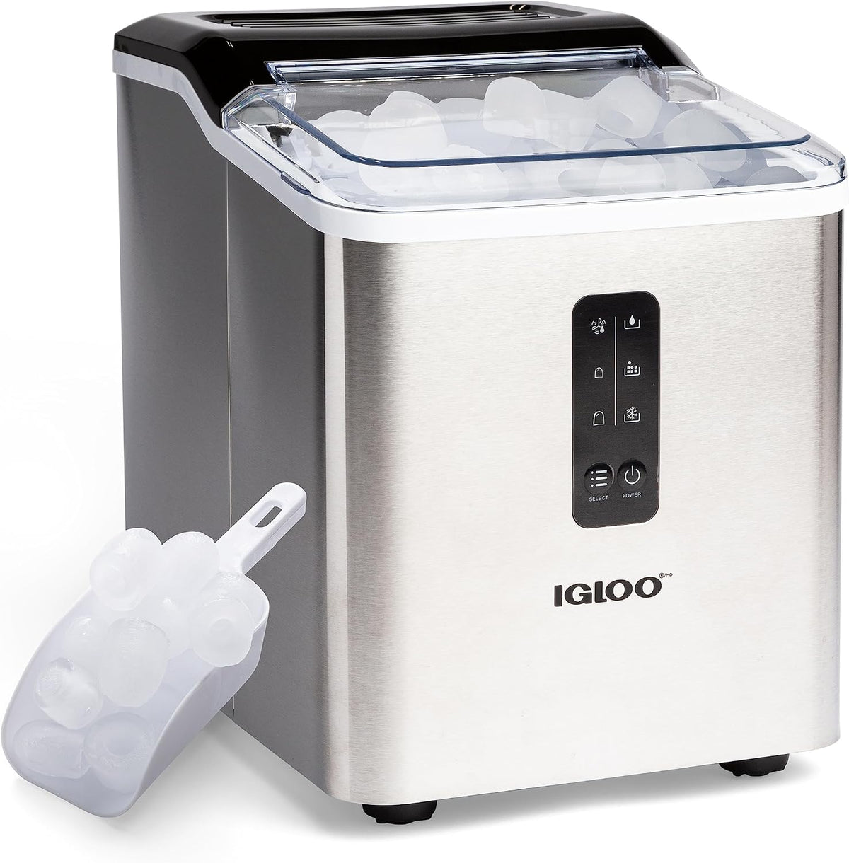 Igloo Portable Ice Maker with Scoop - Ice Maker with LED Control Panel & 1.5 Quart Water Tank - Stainless Ice Cube Maker Produces 26 Lbs. of Ice in 24 Hours with 9 Large or Small Cubes in 7 Minutes Jansha Store