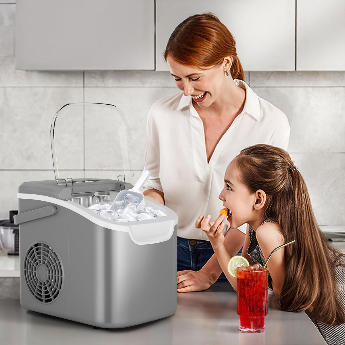 Crzoe Countertop Ice Maker, 26Lbs/24H,2 Sizes of Ice, Self-Cleaning,Black Jansha Store