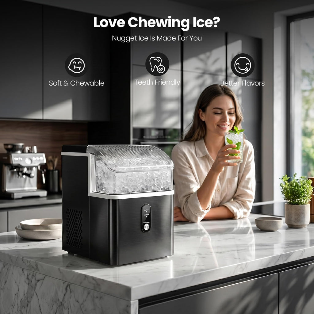 Crzoe Nugget Ice Maker Countertop, 35lbs/Day, Portable Pebble Ice Machine Jansha Store