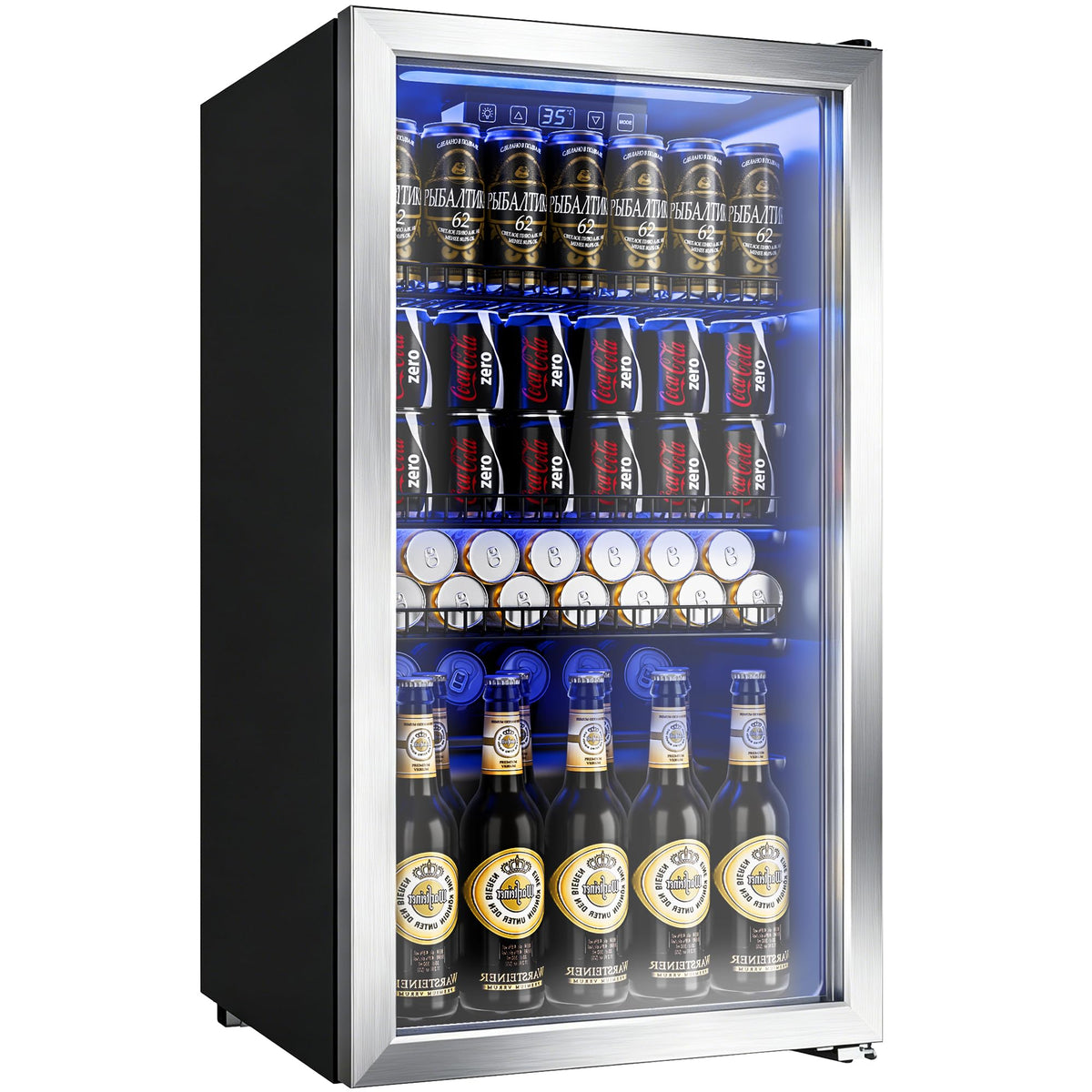 130 Can Beverage Refrigerator, 3.2 Cu.Ft Mini Fridge Beverage Cooler Jansha Store