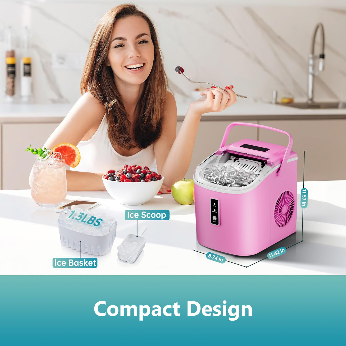 EUHOMY Nugget Ice Maker Countertop with Handle, 34lbs/24H Sonic Ice Maker Jansha Store
