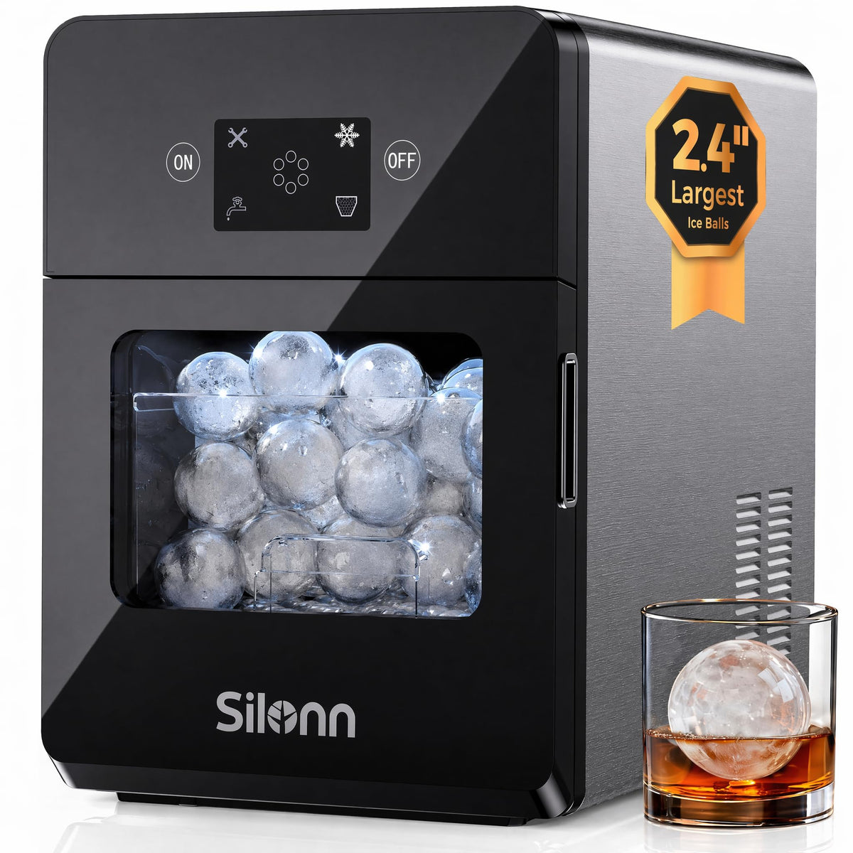 Silonn Nugget Ice Maker Countertop, Pellet Ice Machine with Self-Cleaning Function, Sonic Ice Maker Produces 36lbs of Chewable Ice in 24 Hours, Ideal for Home Kitchen and Office (Stainless Steel) Jansha Store