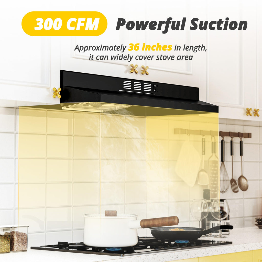 FIREGAS Range Hood 30 inch Under Cabinet, White Range Hood, Kitchen Hood Jansha Store