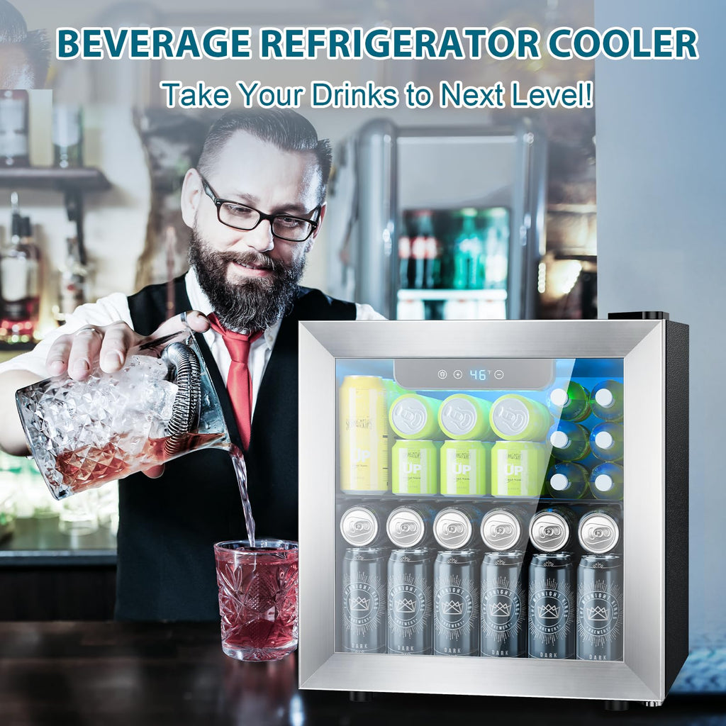 Electactic Mini Fridge 130 Can Beverage Refrigerator Cooler, 3.2 Cu.Ft Drink Fridge for Soda Wine Beer, Adjustable Temperature Control for Home Office, Black Jansha Store