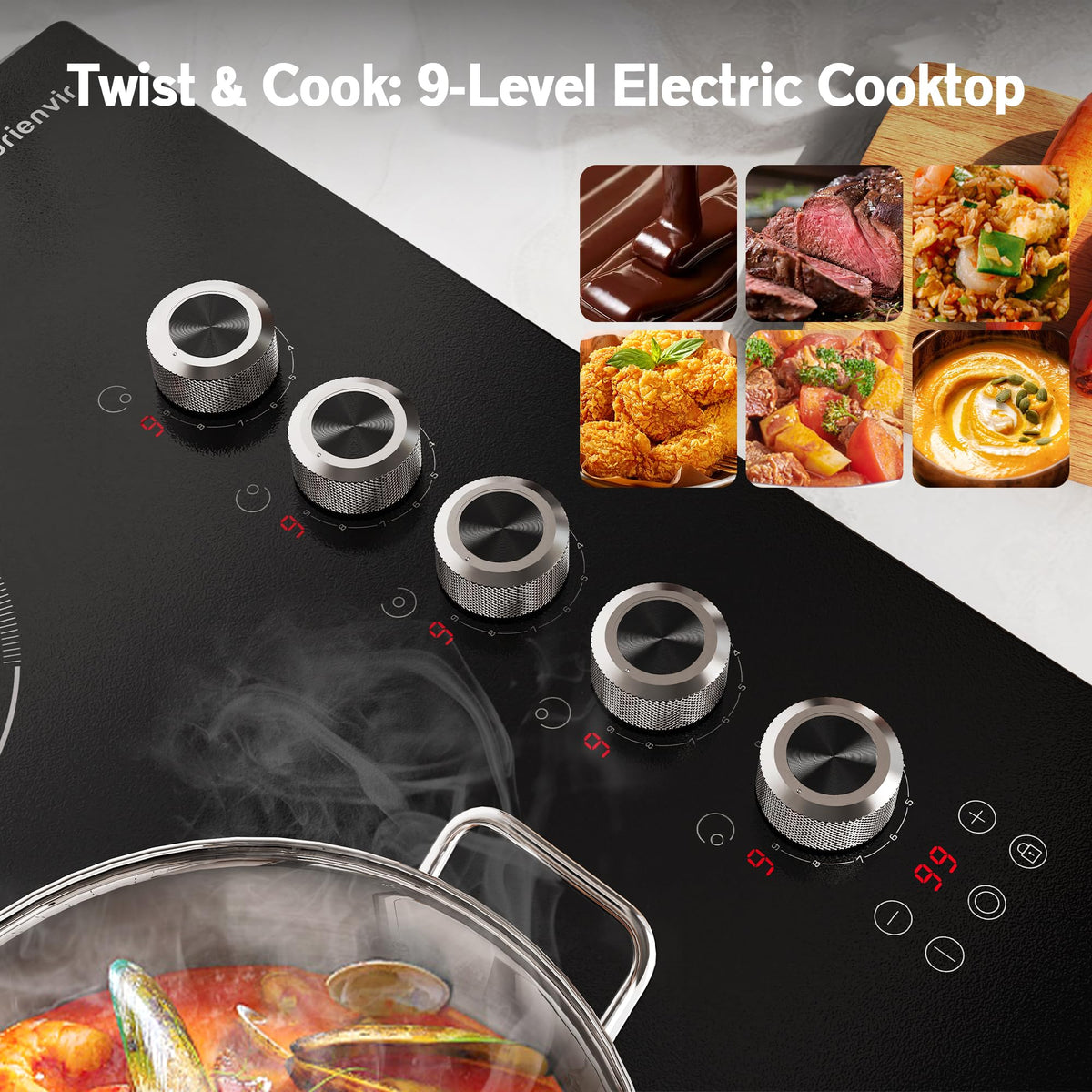 2 Burner Electric Cooktop 110V, 2000W, 24" Countertop & Built-in Jansha Store