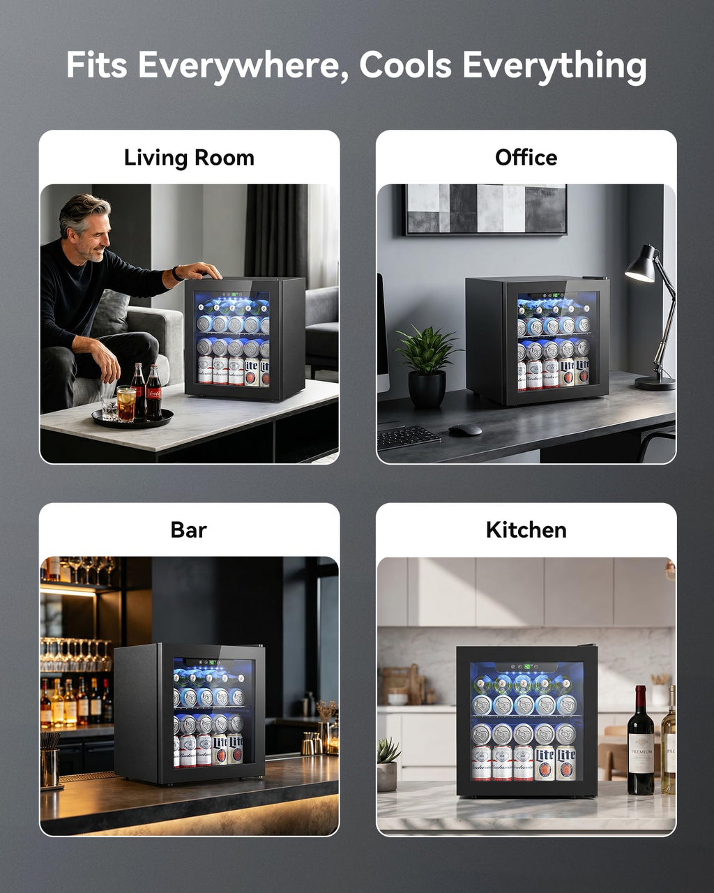 Feelfunn 24 Can Beverage Refrigerator, Mini Fridge, Black Jansha Store