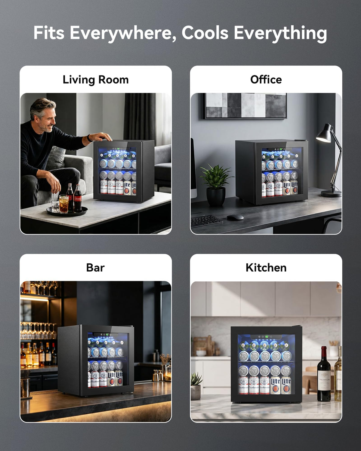 Feelfunn 24 Can Beverage Refrigerator, Mini Fridge, Black Jansha Store