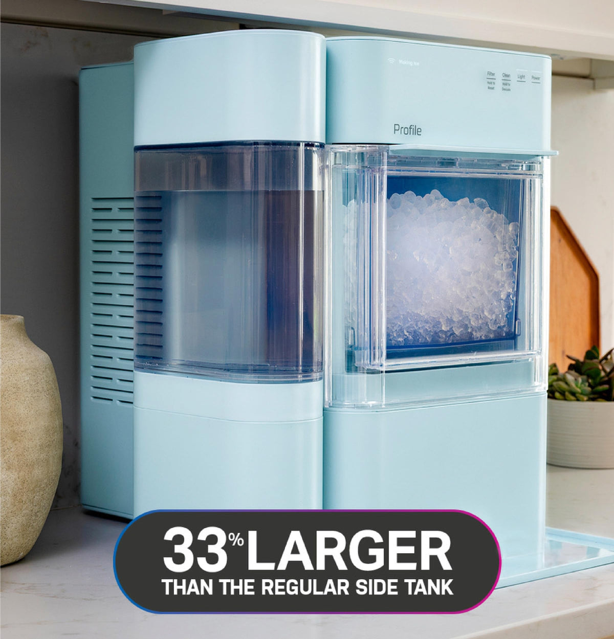 GE Profile Opal Ultra, Countertop Nugget Ice Maker, 1 Gal XL Side Tank, *Amazon Exclusive*, 38 lbs/Day, Pebble Pellet Crushed Ice Machine, WiFi Stainless Steel Jansha Store