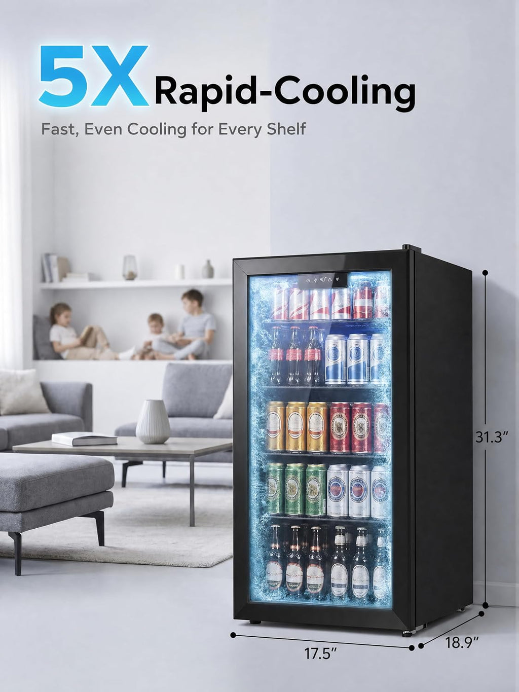 Icyglee 126 Can Mini Fridge, 3.2 Cu.Ft Beverage Refrigerator, Drink Cooler Jansha Store