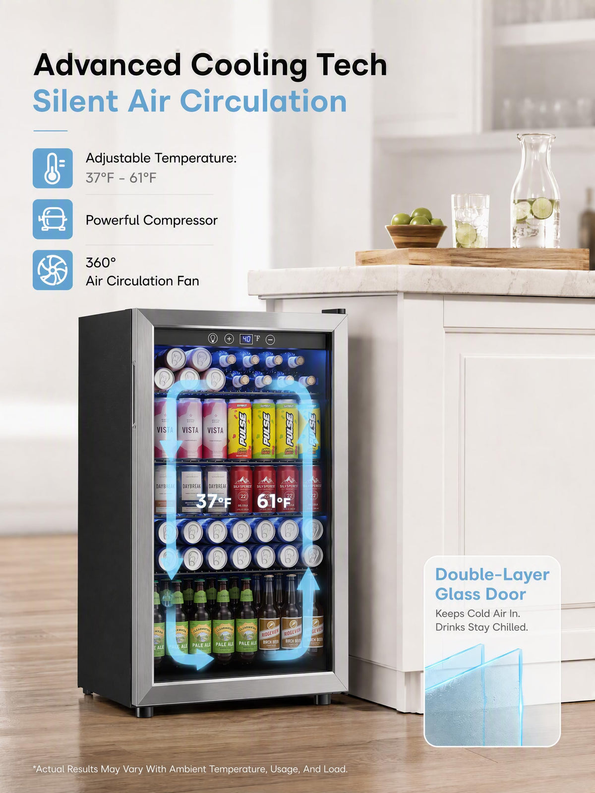 Icyglee 126 Can Mini Fridge, 3.2 Cu.Ft Beverage Refrigerator, Drink Cooler Jansha Store