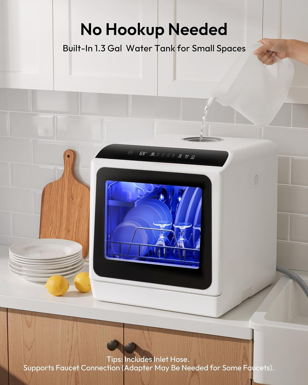 EUHOMY Countertop Dishwasher Portable, 6 Programs with 40 dB, No Hookup Jansha Store