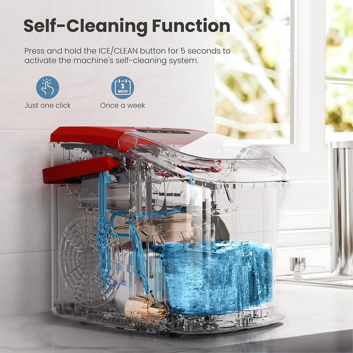 Crzoe Countertop Ice Maker, 26Lbs/24H,2 Sizes of Ice, Self-Cleaning,Black Jansha Store