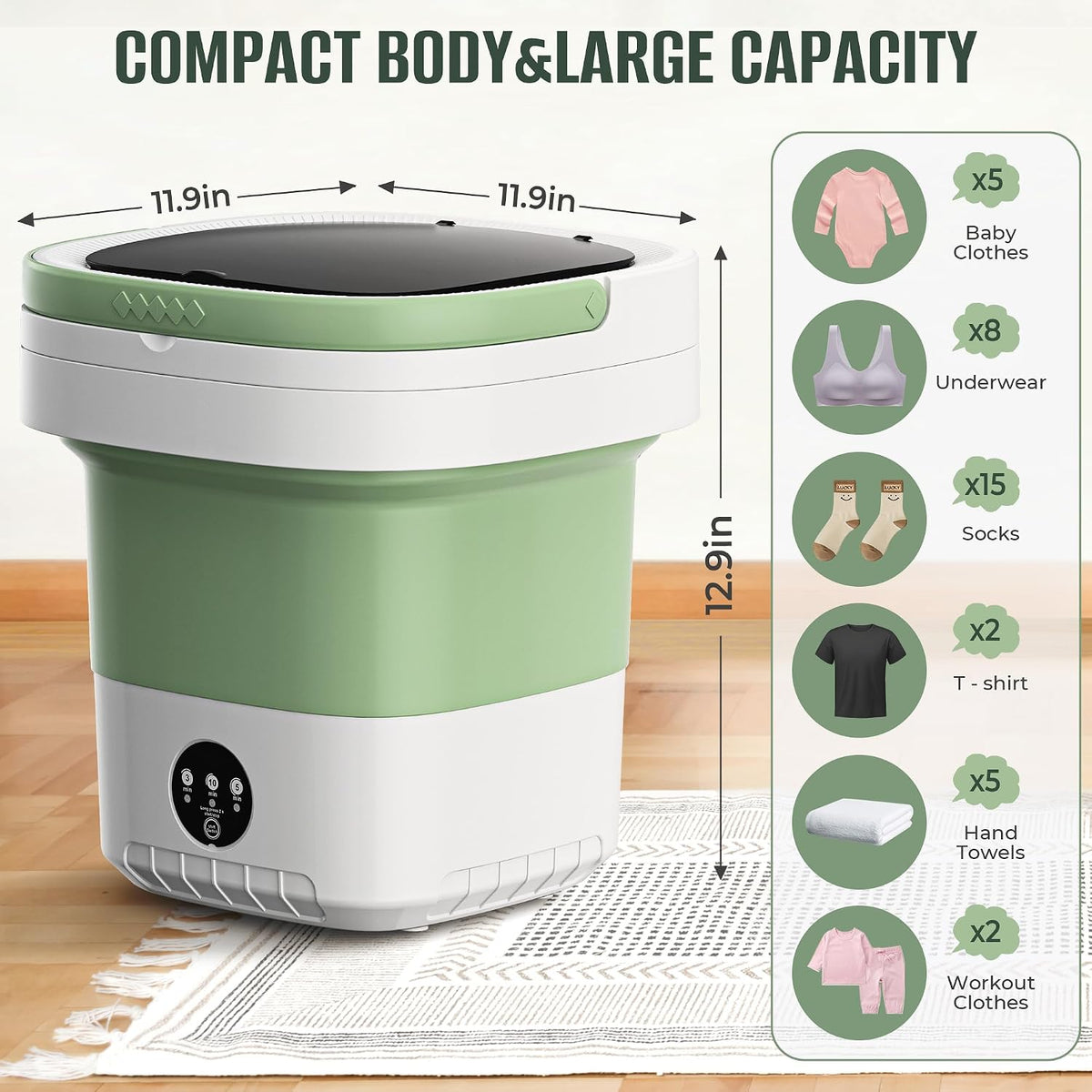 20L Foldable Portable Washing Machine, 45dB Ultra Quiet 3 Modes Mini Washer with Spin Basket, No Installation Compact Washer for Travel RV Dorm Apartment Camping, Baby Clothes Underwear Socks Jansha Store