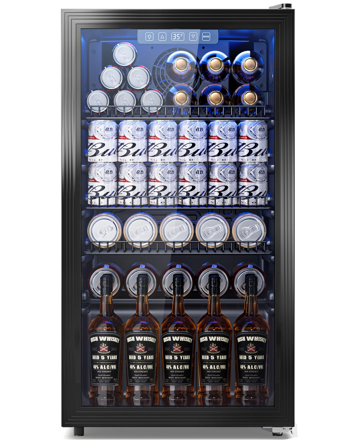 3.2 Cuft Beverage Fridge, 130 Can Mini Fridge With Glass Door, Black Jansha Store