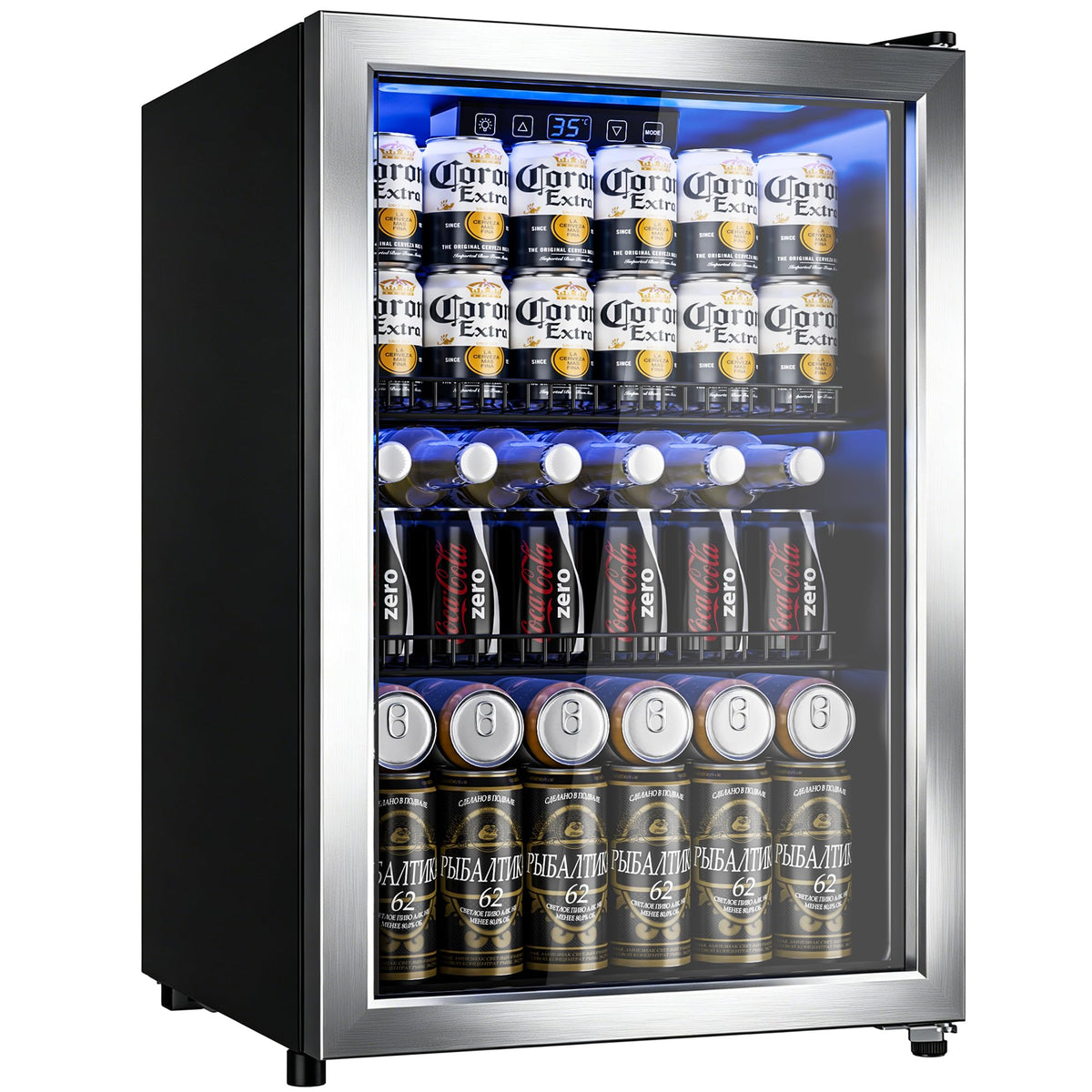 130 Can Beverage Refrigerator, 3.2 Cu.Ft Mini Fridge Beverage Cooler Jansha Store