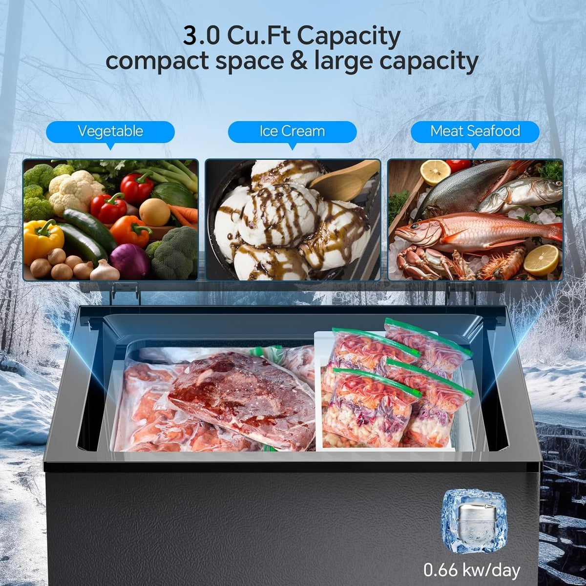 Kismile 1.8 Cu.Ft Mini Chest Freezer, Compact Deep Freezer for Home, Black Jansha Store