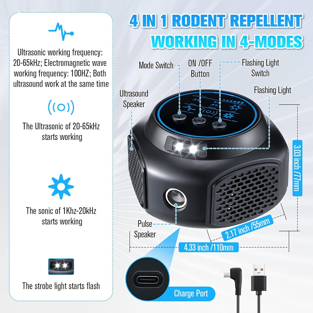 Soundwave Indoor Mouse Repeller with LED Light LPT