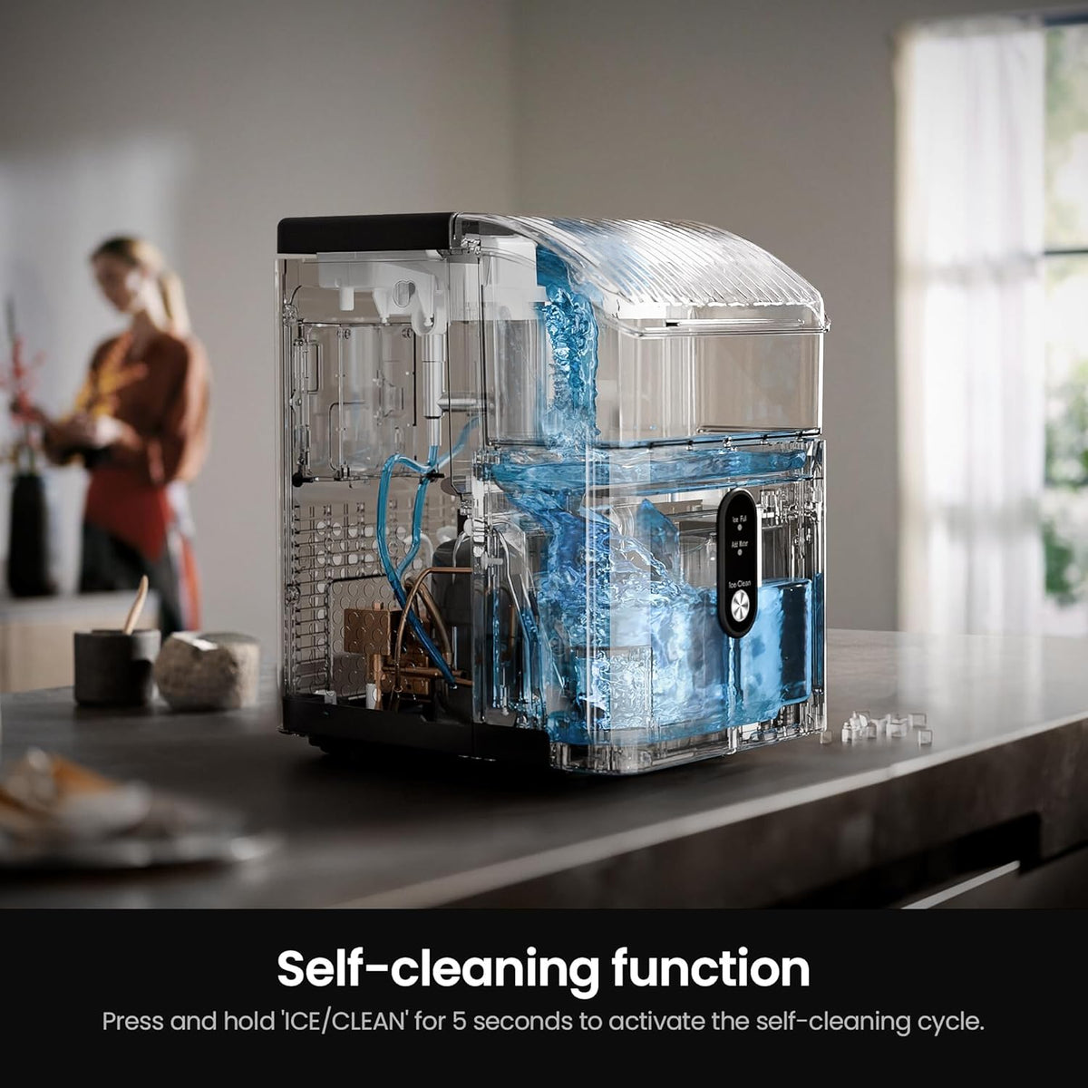 Kismile Nugget Ice Maker Countertop, 35 lbs/Day, Stainless Steel Jansha Store