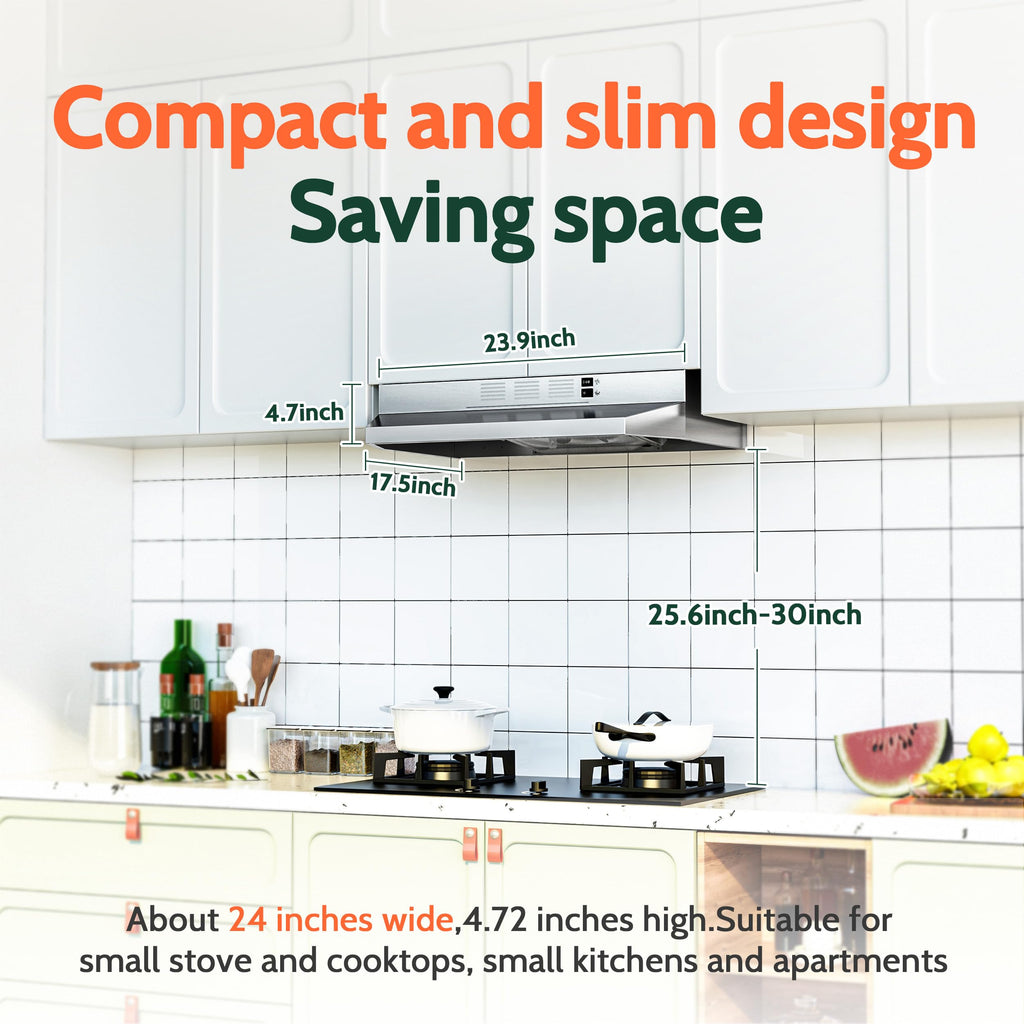 FIREGAS Range Hood 30 inch Under Cabinet, White Range Hood, Kitchen Hood Jansha Store