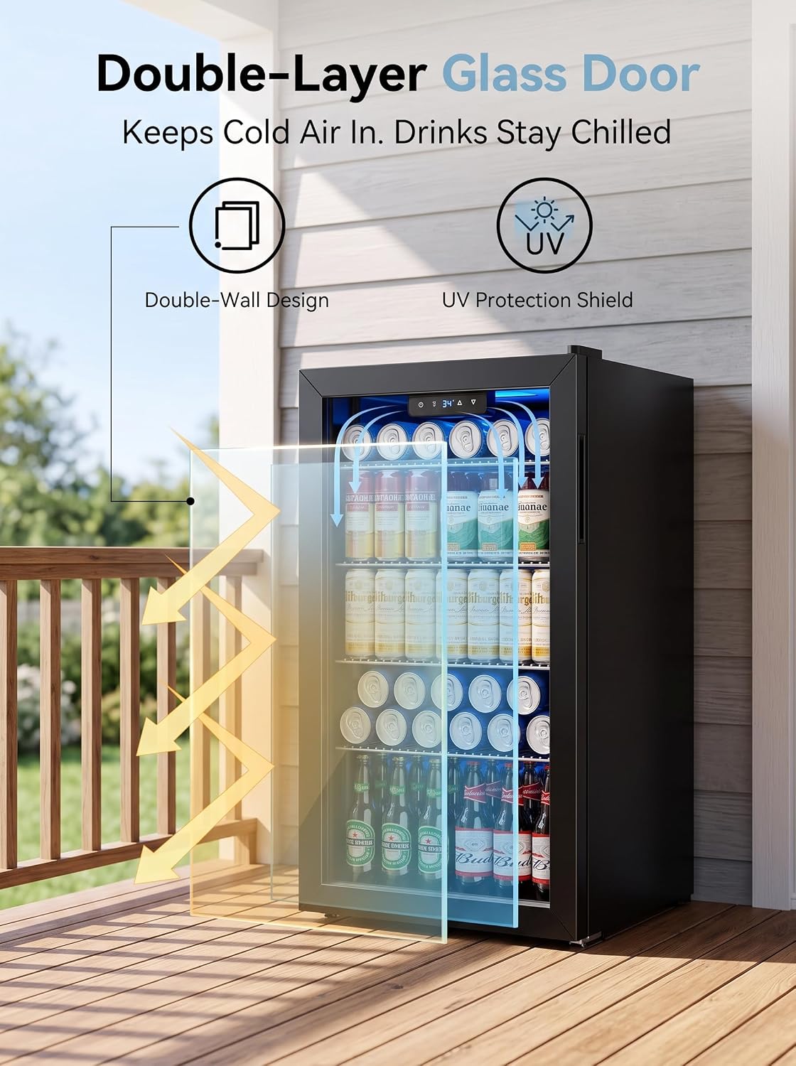 Icyglee 126 Can Mini Fridge, 3.2 Cu.Ft Beverage Refrigerator, Drink Cooler Jansha Store