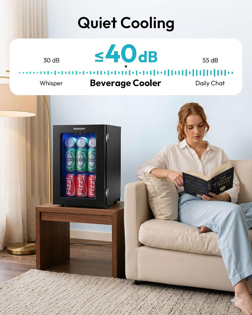 EUHOMY 24 Can Mini Fridge, 18L Beverage Refrigerator with Quiet Compressor Jansha Store
