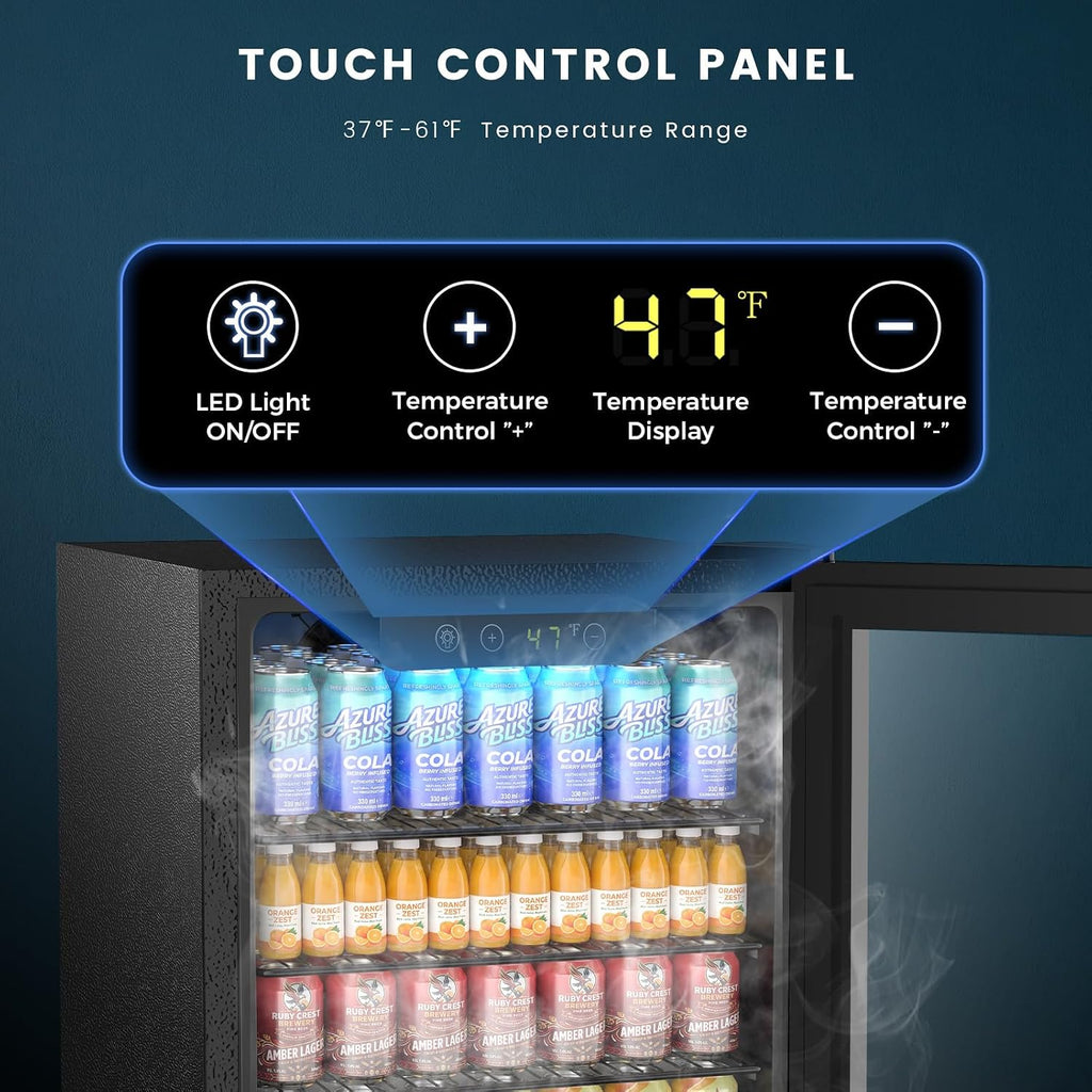 Electactic Mini Fridge 130 Can Beverage Refrigerator Cooler, 3.2 Cu.Ft Drink Fridge for Soda Wine Beer, Adjustable Temperature Control for Home Office, Black Jansha Store