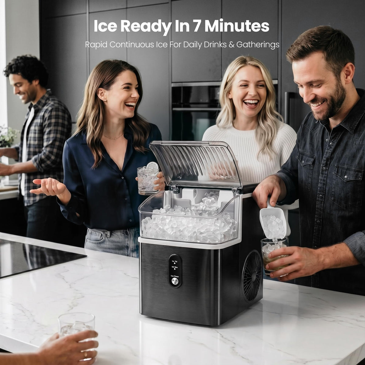 Crzoe Nugget Ice Maker Countertop, 35lbs/Day, Portable Pebble Ice Machine Jansha Store