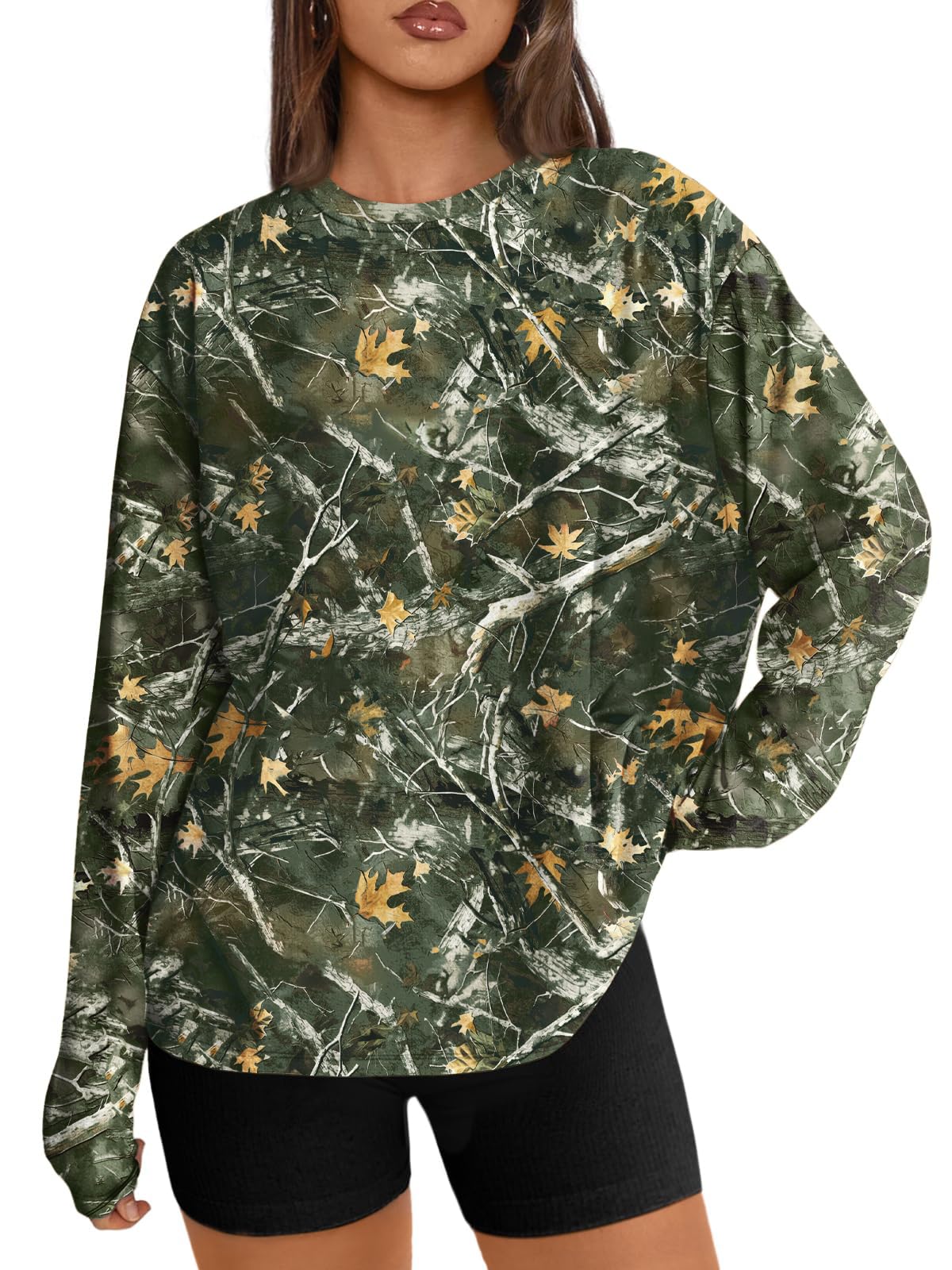 Trendy Queen Womens Oversized Long Sleeve Shirts Fall Tops 2026 Basic Tees Jansha Store