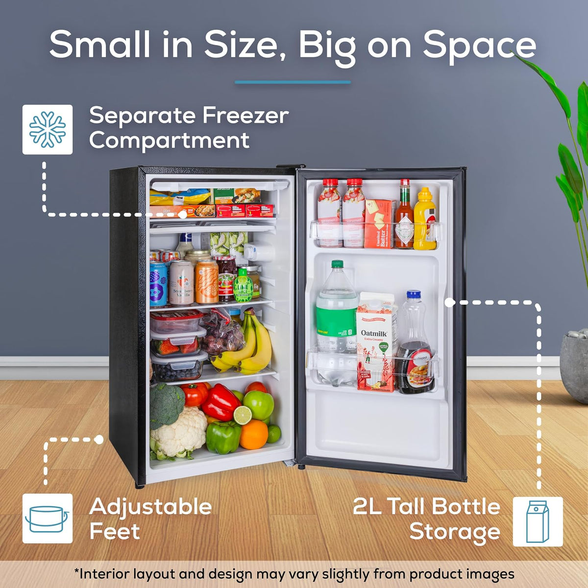 Igloo 3.2 Cu.Ft. Mini Fridge with Freezer - Single Door Compact Refrigerator with Glass Shelves for Homes, Dorms & Offices- Keep Snacks, Drinks & Frozen Foods Cool with Temperature Control Mini Fridge Jansha Store