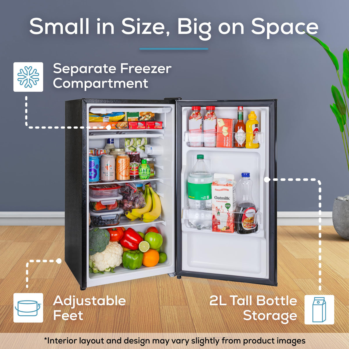 Igloo 3.2 Cu.Ft. Mini Fridge with Freezer - Single Door Compact Refrigerator with Glass Shelves for Homes, Dorms & Offices- Keep Snacks, Drinks & Frozen Foods Cool with Temperature Control Mini Fridge Jansha Store