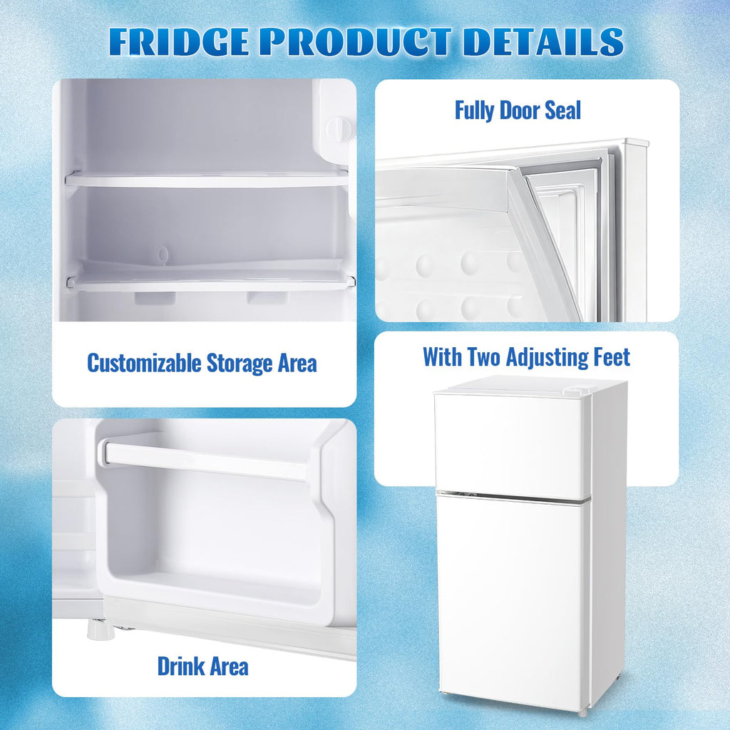 DEMULLER 45L Personal Double‑Door Mini Fridge With Freezer, Black Jansha Store