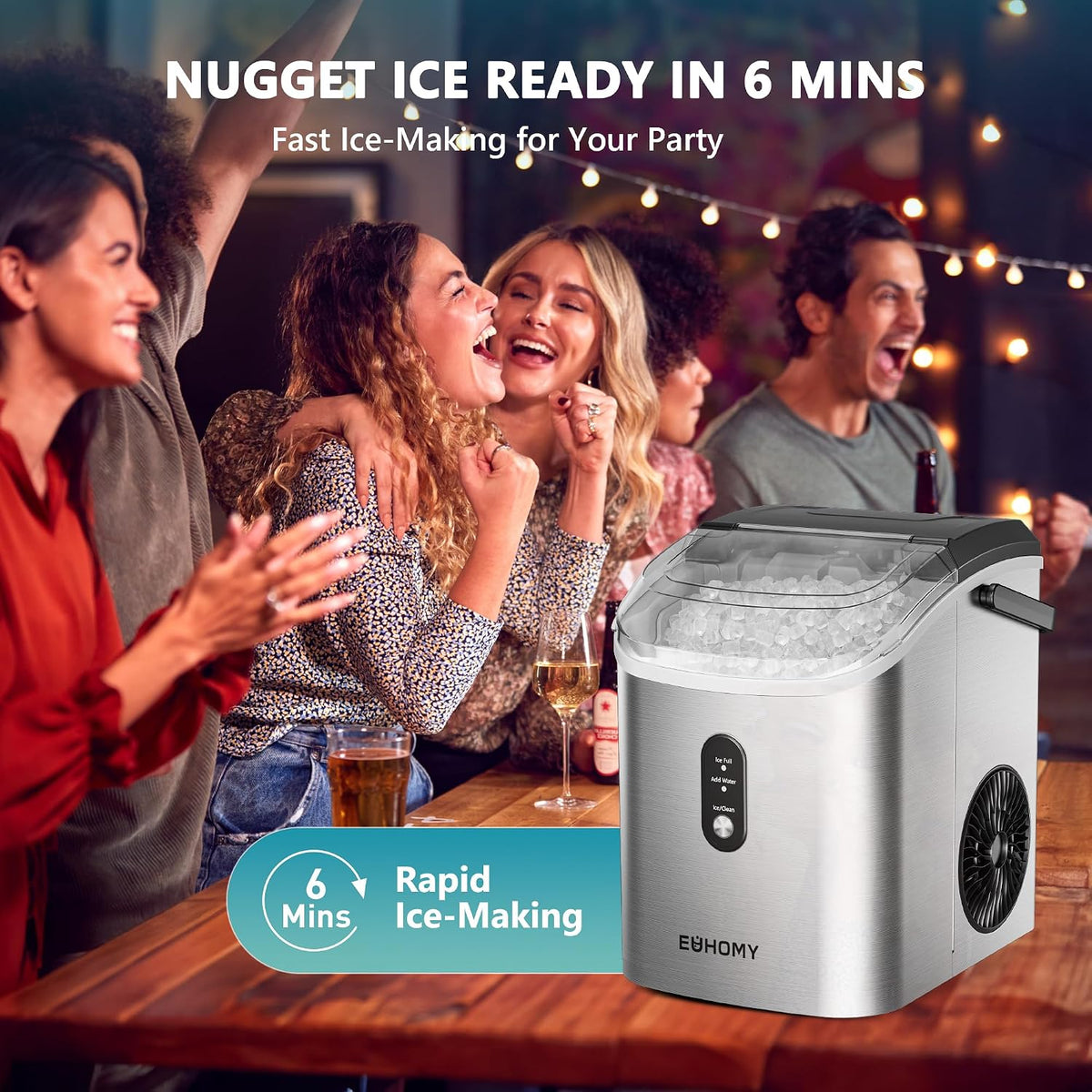 EUHOMY Nugget Ice Maker Countertop with Handle, 34lbs/24H Sonic Ice Maker Jansha Store