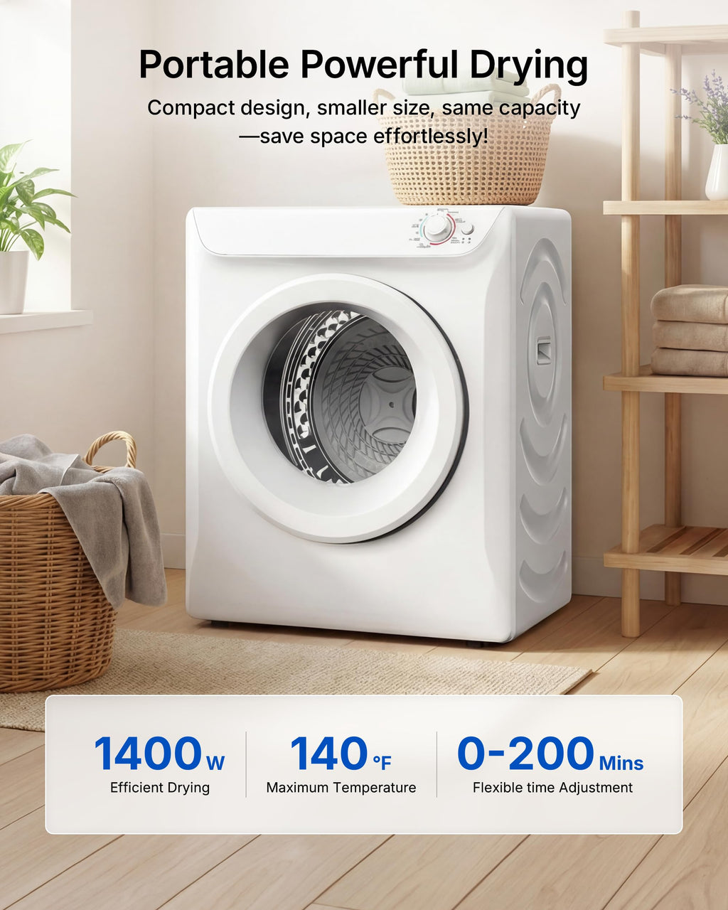 3.5 Cu. Ft. Protable Clothes Dryers with LED Control Jansha Store