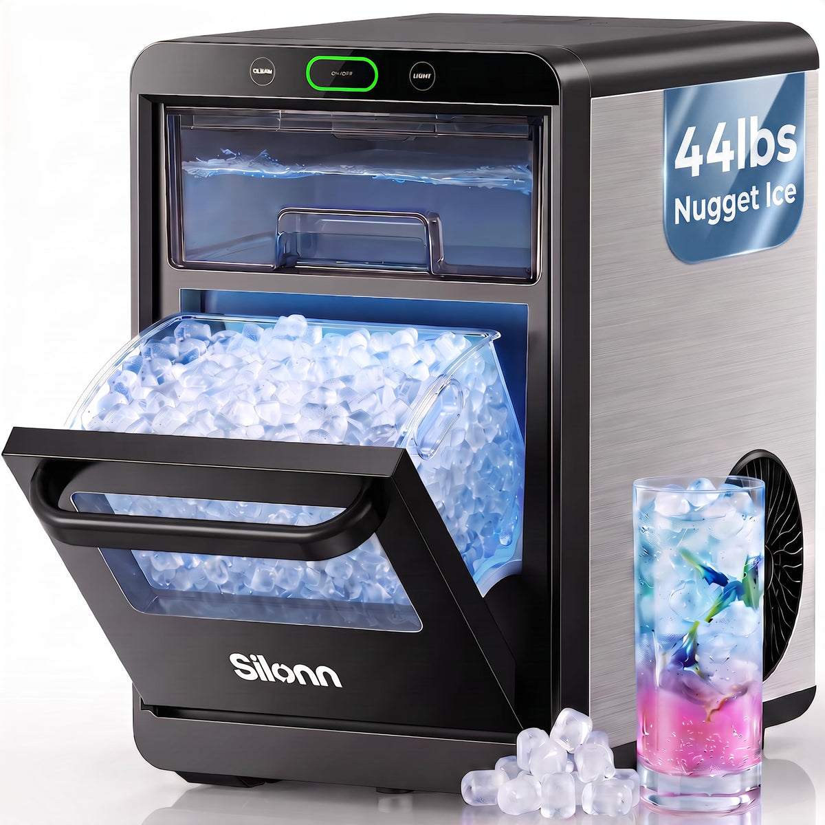 Silonn Ice Maker Countertop, 8 Bullet Ice Cubes in 6 Mins, 26.5 Lbs per Day, 2 Size Options, Self-Cleaning & Portable for Kitchen, Office, Party, RV Camping Jansha Store
