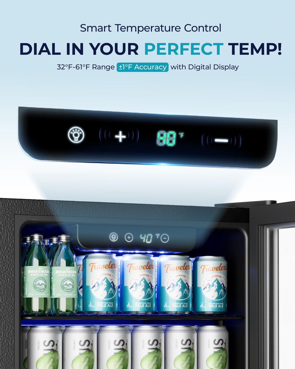 EUHOMY 145 Can Mini Fridge, 4.5 Cu.ft Beverage Refrigerator with Glass Door Jansha Store