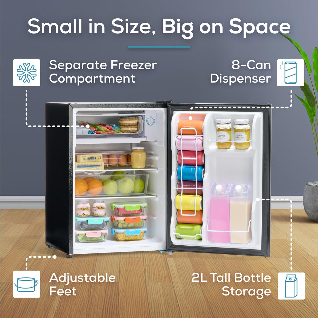 Igloo 3.2 Cu.Ft. Mini Fridge with Freezer - Single Door Compact Refrigerator with Glass Shelves for Homes, Dorms & Offices- Keep Snacks, Drinks & Frozen Foods Cool with Temperature Control Mini Fridge Jansha Store