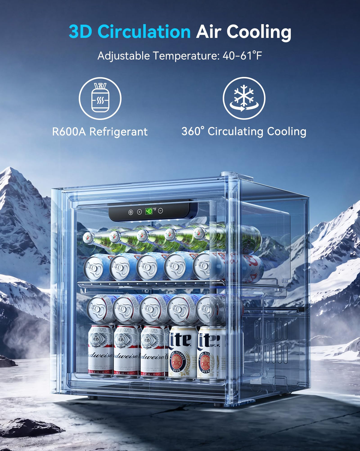 Feelfunn 24 Can Beverage Refrigerator, Mini Fridge, Black Jansha Store