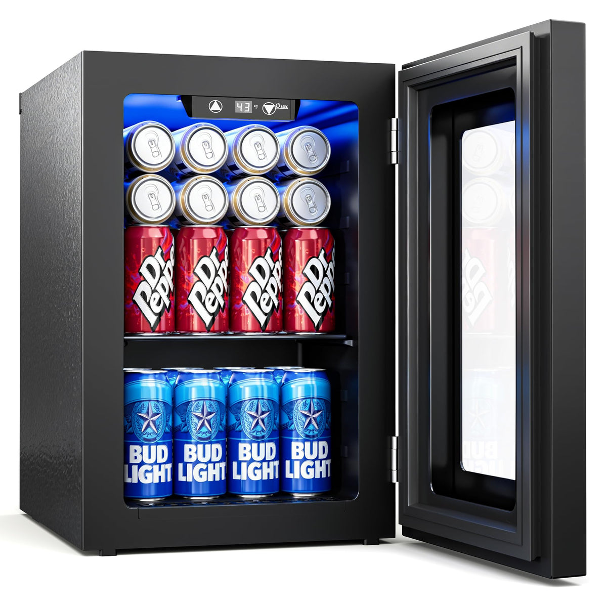 3.2 Cuft Beverage Fridge, 130 Can Mini Fridge With Glass Door, Black Jansha Store