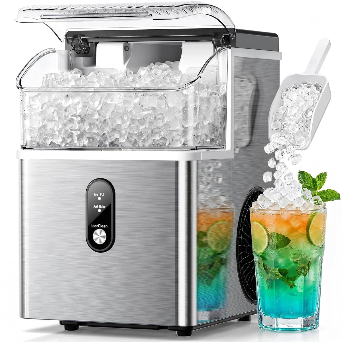 Crzoe Nugget Ice Maker Countertop, 35lbs/Day, Portable Pebble Ice Machine Jansha Store