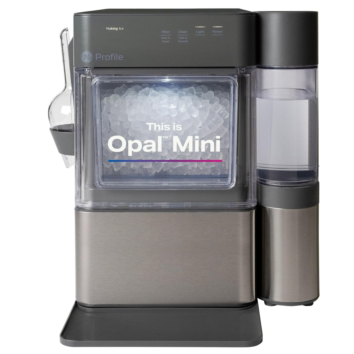GE Profile Opal MINI PRO Nugget Ice Maker w/Side Tank, Portable Countertop Pebble Ice Machine, 36 lbs/Day, Top Fill, 6 Pack Descaler & Scoop, Stainless Steel Jansha Store