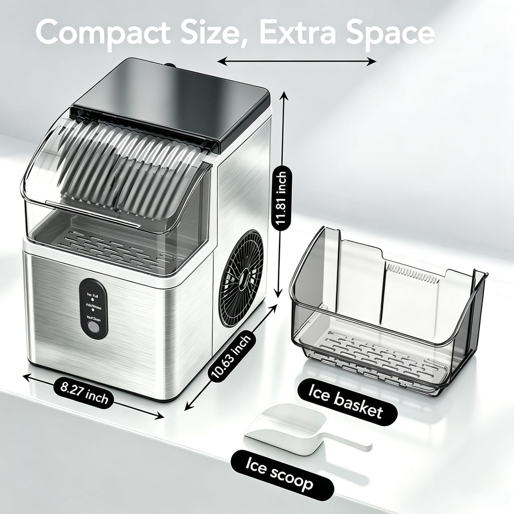 COWSAR Nugget Countertop Ice Maker, Automatic Ice Dispenser, 33 lbs/Day Chewable Pellet Ice Machine with Self-Cleaning & Measured Dispensing, Portable Ice Maker for Home, Kitchen, Office Jansha Store