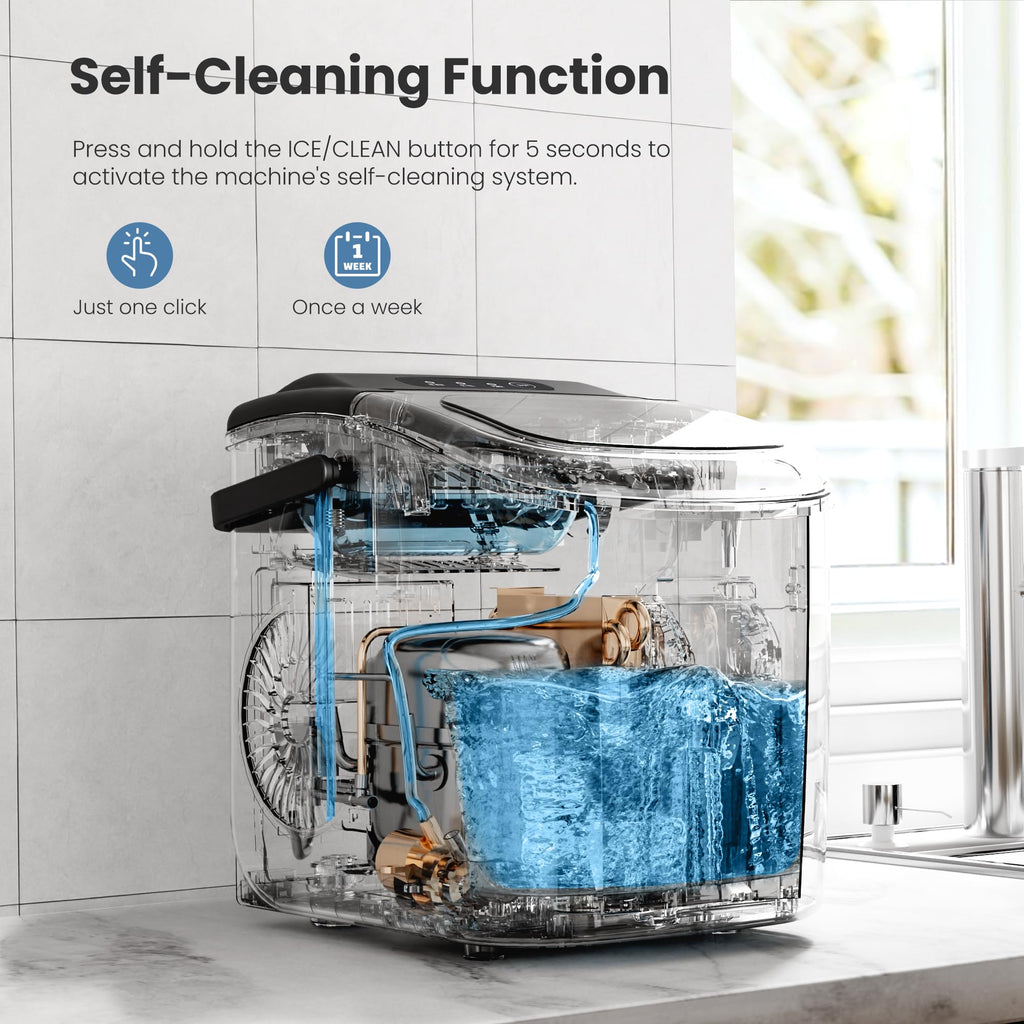 Crzoe Countertop Ice Maker, 26Lbs/24H,2 Sizes of Ice, Self-Cleaning,Black Jansha Store
