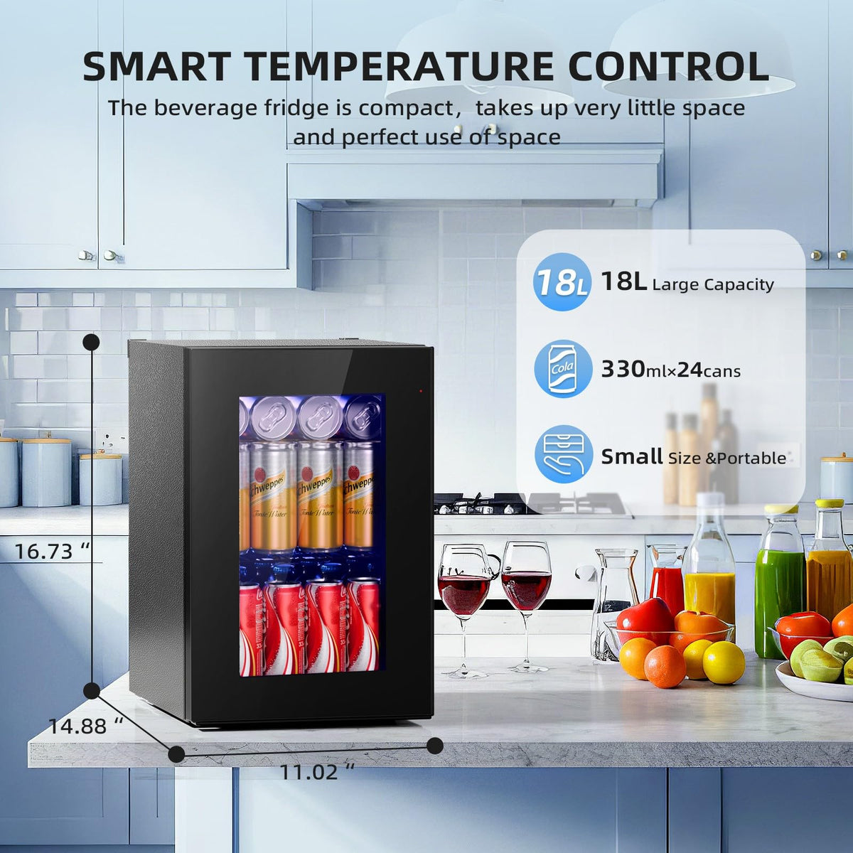 Antarctic Star Beverage Refrigerator Cooler 68 Can, Mini Fridge with Glass Door for Beer Drinks Wine,Freestanding Small Fridge with Electronic Temperature Control for Home and Bar,1.7 cu.ft Jansha Store