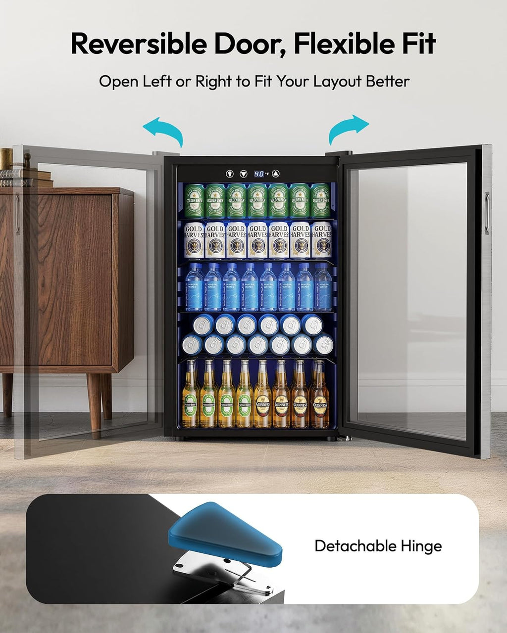 EUHOMY 145 Can Mini Fridge, 4.5 Cu.ft Beverage Refrigerator with Glass Door Jansha Store